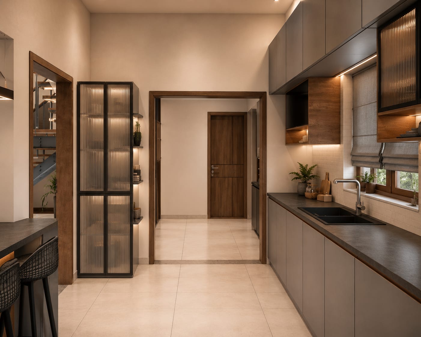 Luxury Tall Glass Cabinet with lighting